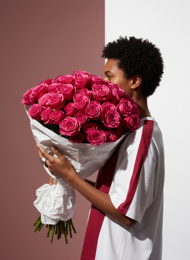 Profile with Pink Roses