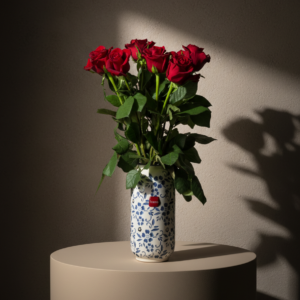 Moody rose flower vase